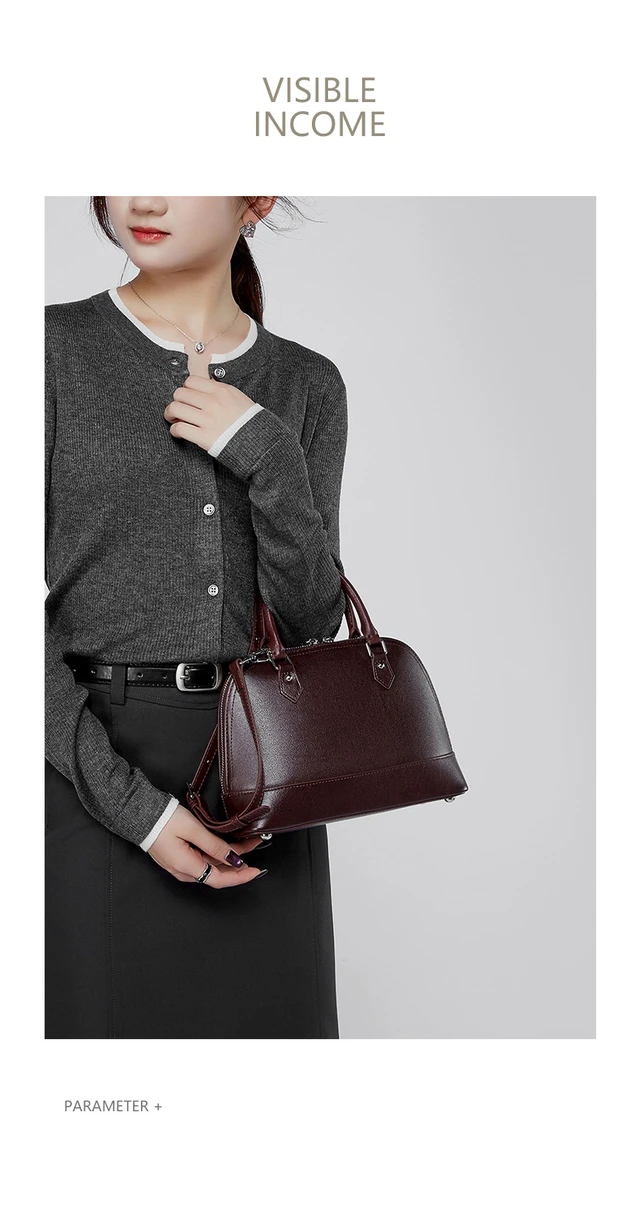 Alt view image 3 of 3 - Genuine Leather Women Large Capacity Top-handle Hobo Bag Red