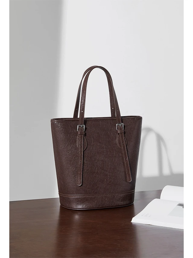 Alt view image 5 of 5 - Genuine Leather Women Handbags Tote Purse Shoulder Bag Red