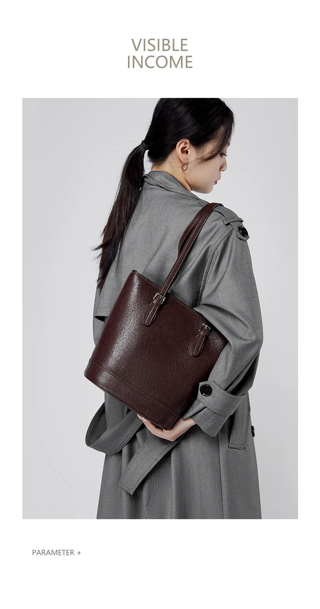 Alt view image 4 of 5 - Genuine Leather Women Handbags Tote Purse Shoulder Bag Red