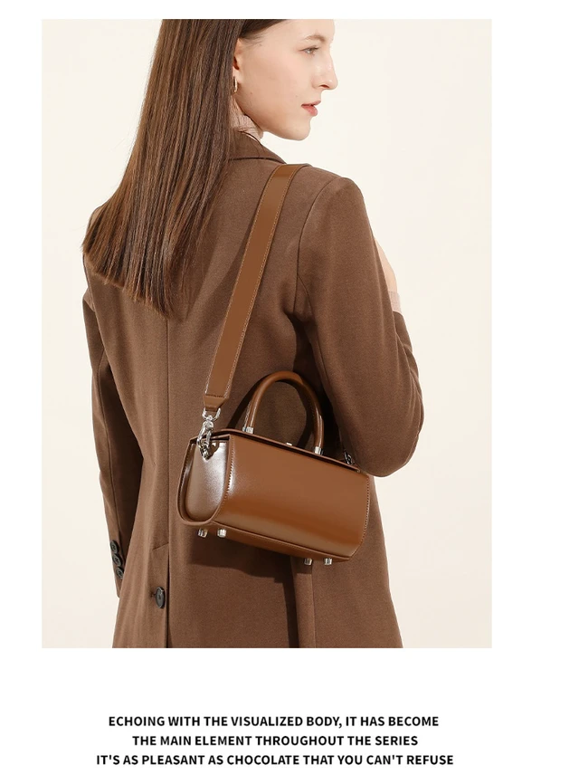 Alt view image 2 of 3 - Genuine Leather Fashion Simple Shoulder Crossbody Women's Bag Brown