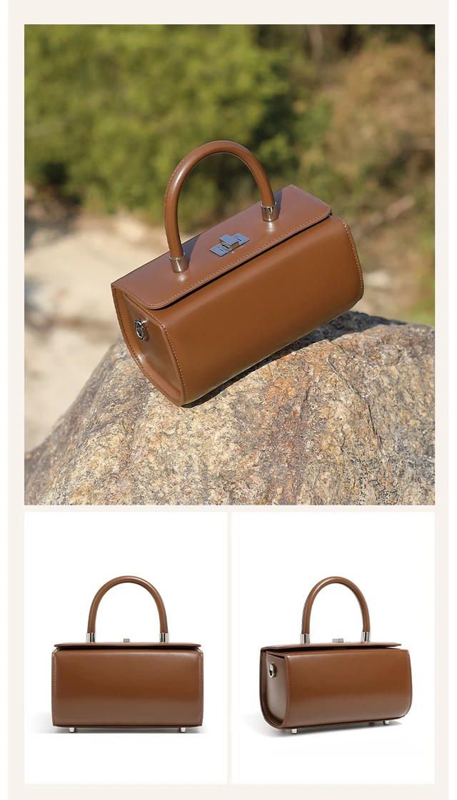 Alt view image 3 of 3 - Genuine Leather Fashion Simple Shoulder Crossbody Women's Bag Brown