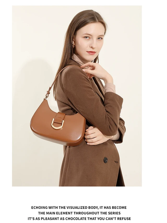 Alt view image 2 of 3 - Women Genuine Leather Shoulder Bag Brown