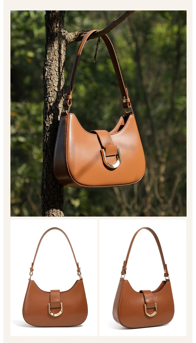 Alt view image 3 of 3 - Women Genuine Leather Shoulder Bag Brown