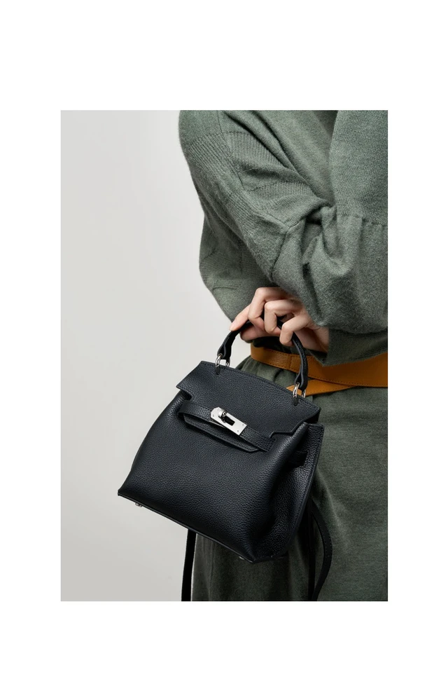Alt view image 3 of 4 - Genuine Leather Shoulder Crossbody Bag Lindy Small Bag Black