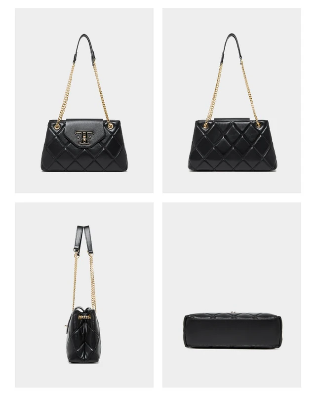 Alt view image 3 of 3 - Genuine Leather Women Shoulder Bag Black