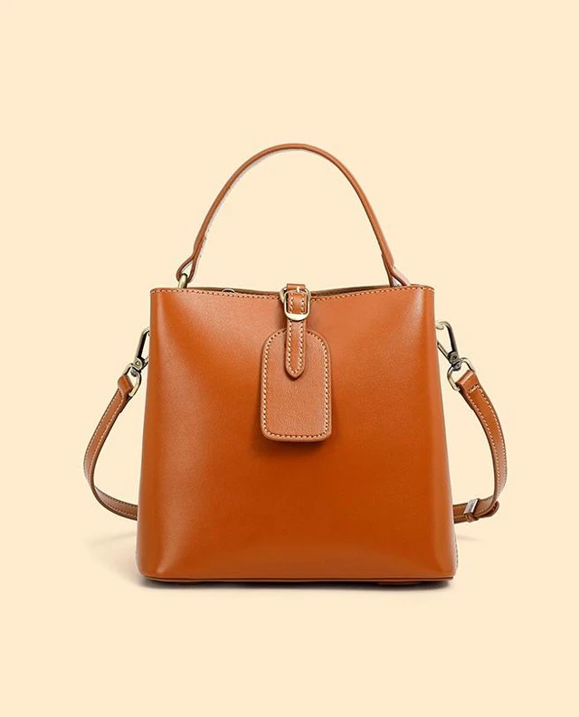 Main image of Genuine Leather Women Tote Bag Soft Handbags Orange