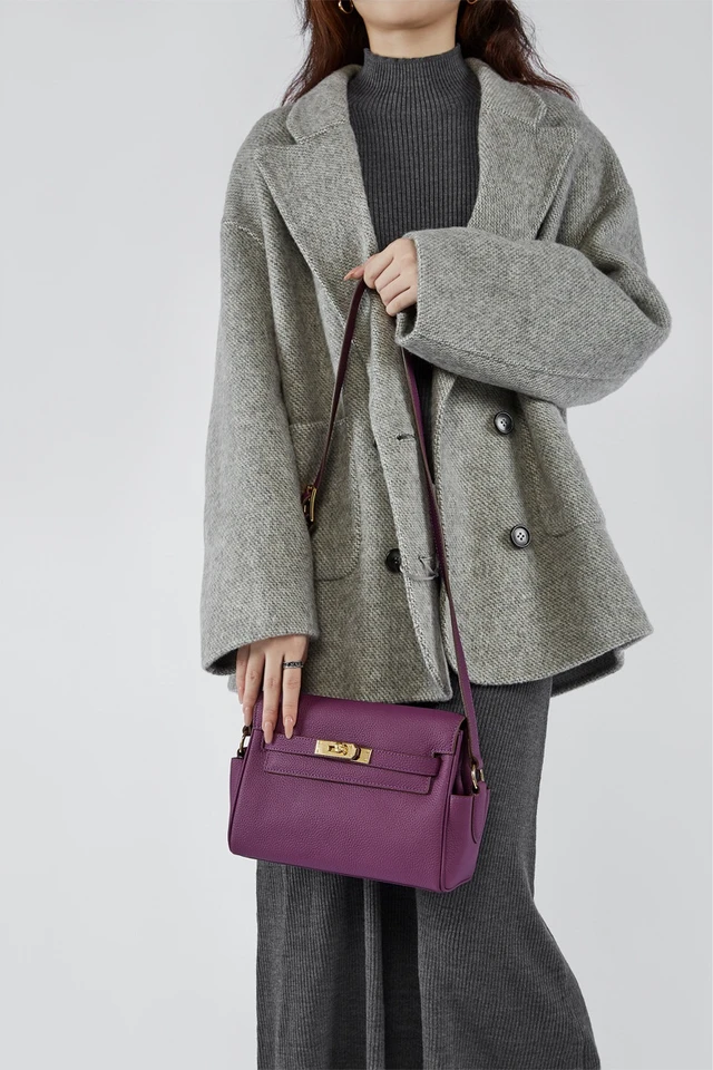 Alt view image 2 of 3 - Genuine Leather Women Crossbody Bags Shoulder Handbags Purple
