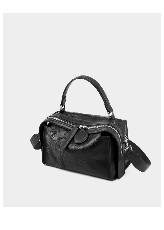 Alt view image 4 of 4 - Genuine Leather Women Shoulder Handbags Black