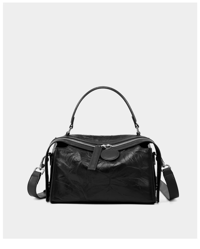 Alt view image 3 of 4 - Genuine Leather Women Shoulder Handbags Black