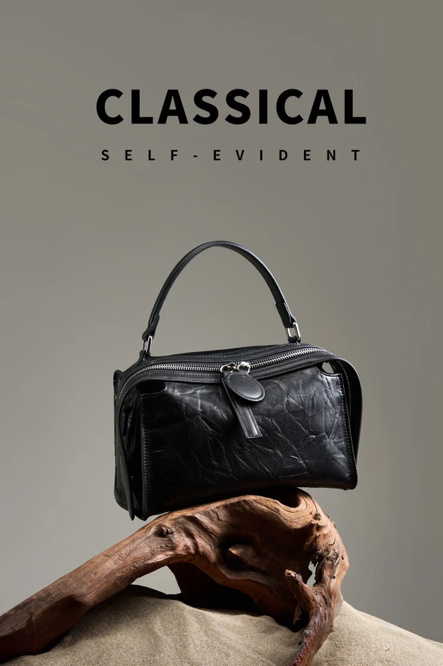 Alt view image 2 of 4 - Genuine Leather Women Shoulder Handbags Black