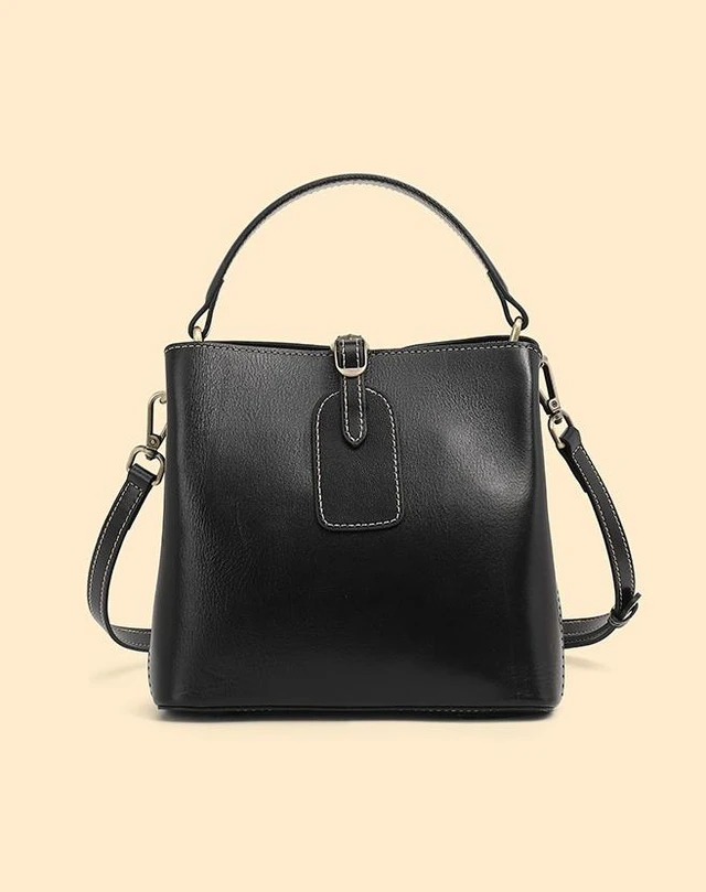 Main image of Genuine Leather Women Tote Bag Soft Handbags Black