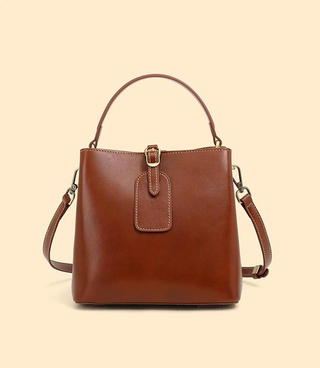 Main image of Genuine Leather Women Tote Bag Soft Handbags Brown