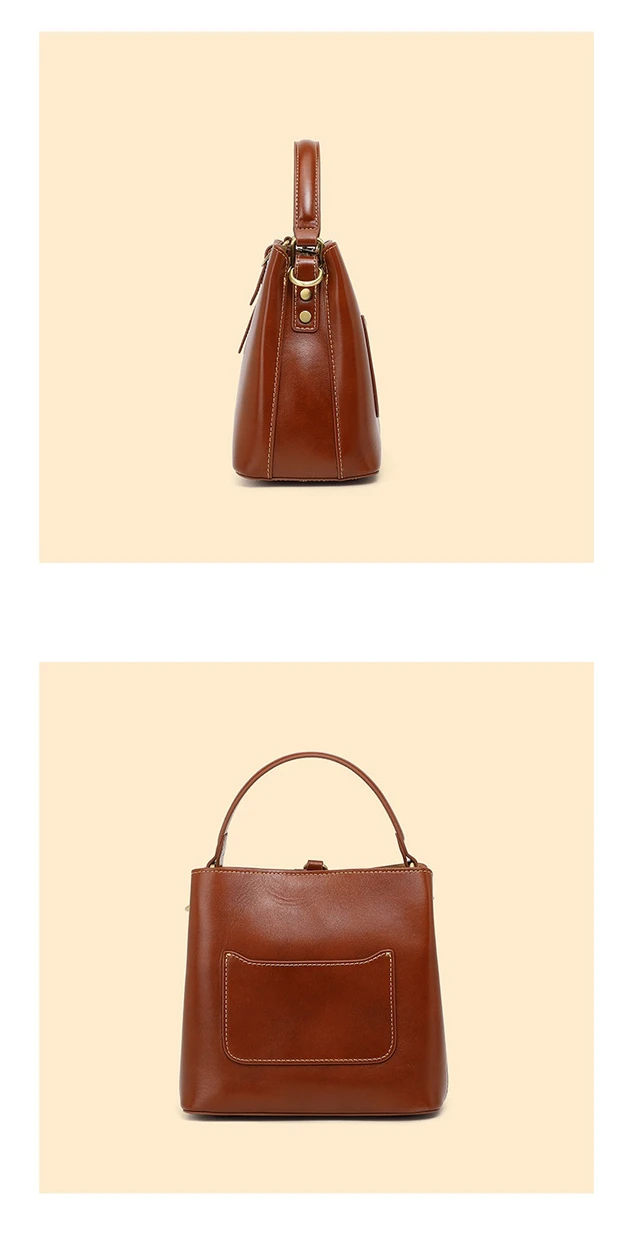 Alt view image 5 of 5 - Genuine Leather Women Tote Bag Soft Handbags Brown