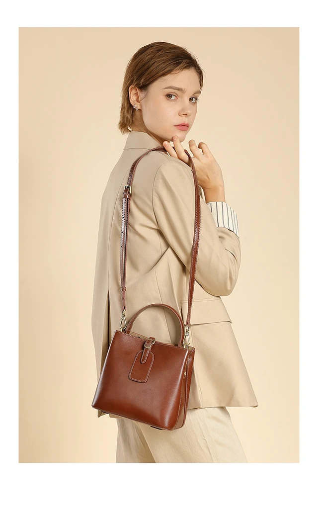 Alt view image 3 of 5 - Genuine Leather Women Tote Bag Soft Handbags Brown