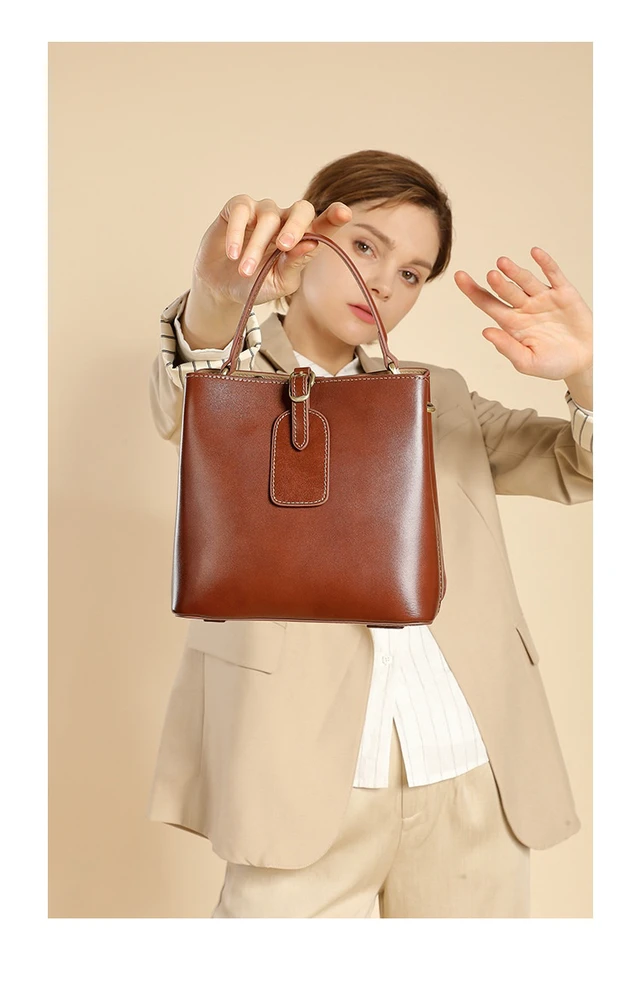 Alt view image 2 of 5 - Genuine Leather Women Tote Bag Soft Handbags Brown