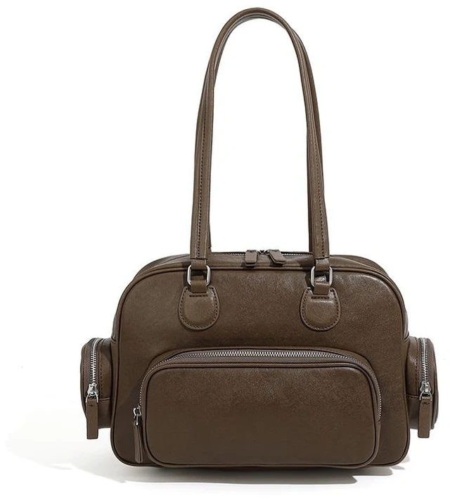 Main image of Genuine Leather Women Tote Bag Top-handle Shoulder Bag Brown