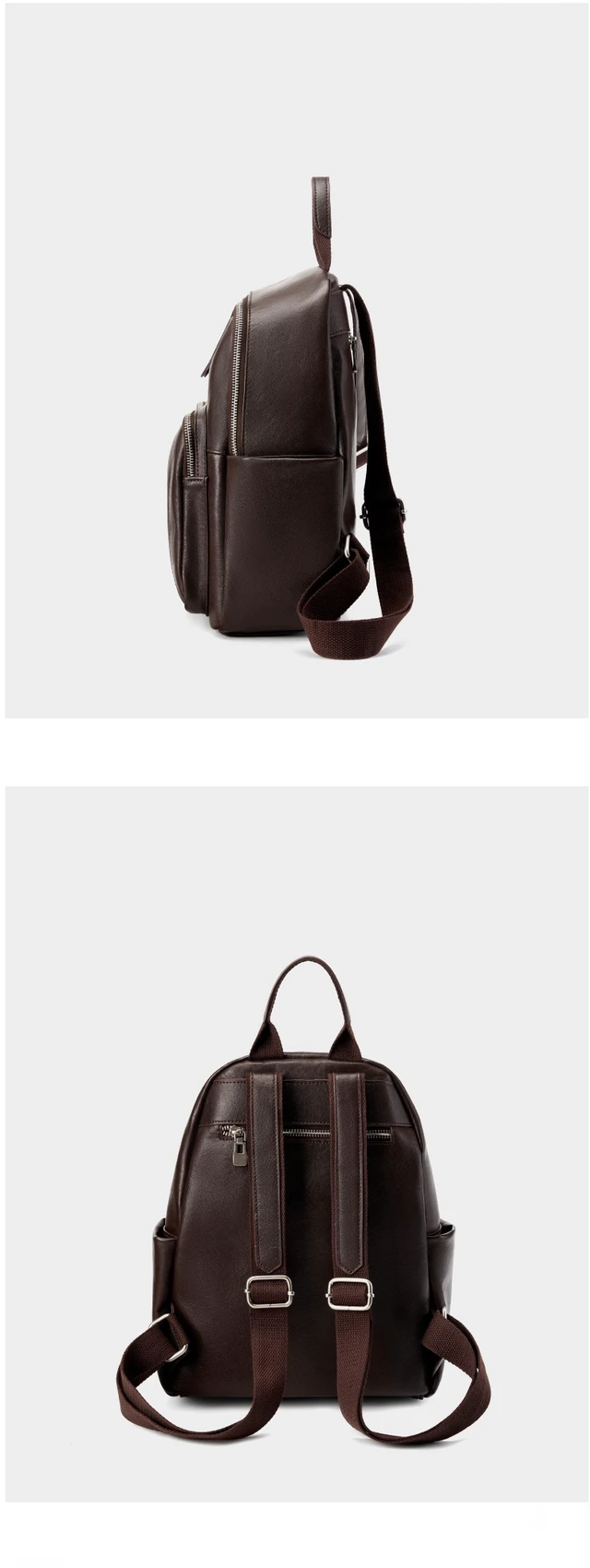 Alt view image 6 of 6 - Genuine Leather Backpack Brown