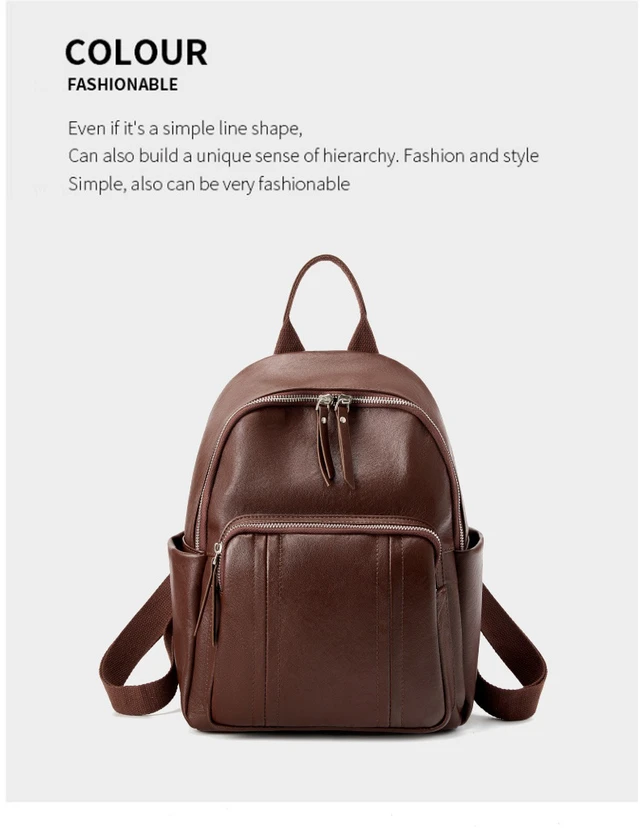 Alt view image 2 of 4 - Genuine Leather Backpack Brown