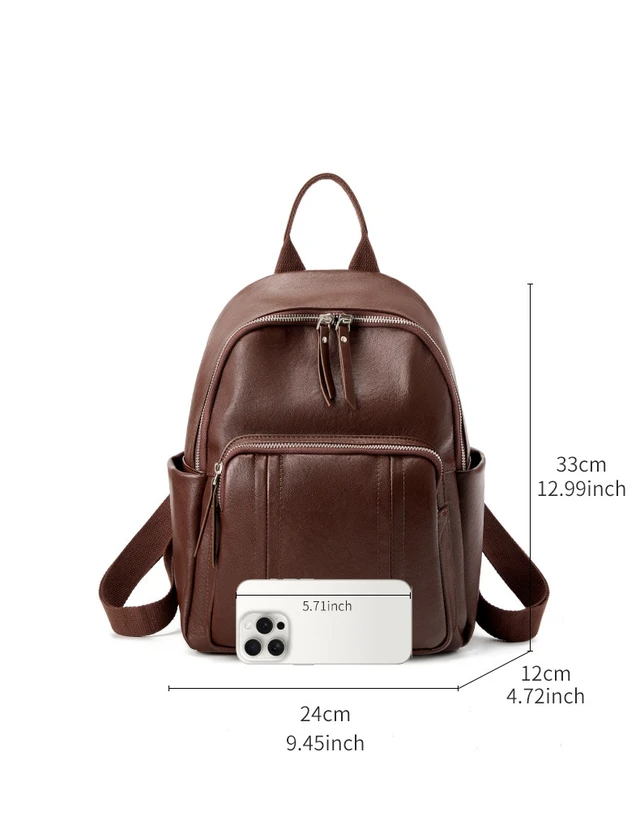 Alt view image 3 of 4 - Genuine Leather Backpack Brown
