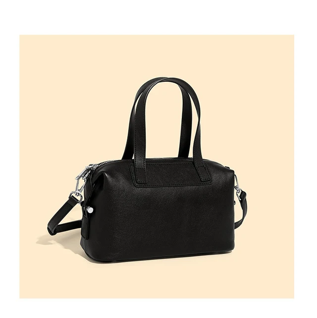 Alt view image 2 of 2 - Genuine Leather Women's Handbag Vintage Boston Handbag Black