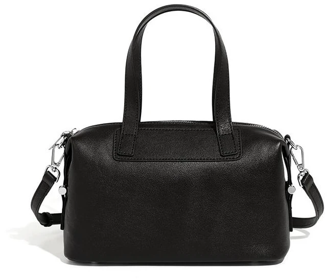 Main image of Genuine Leather Women's Handbag Vintage Boston Handbag Black