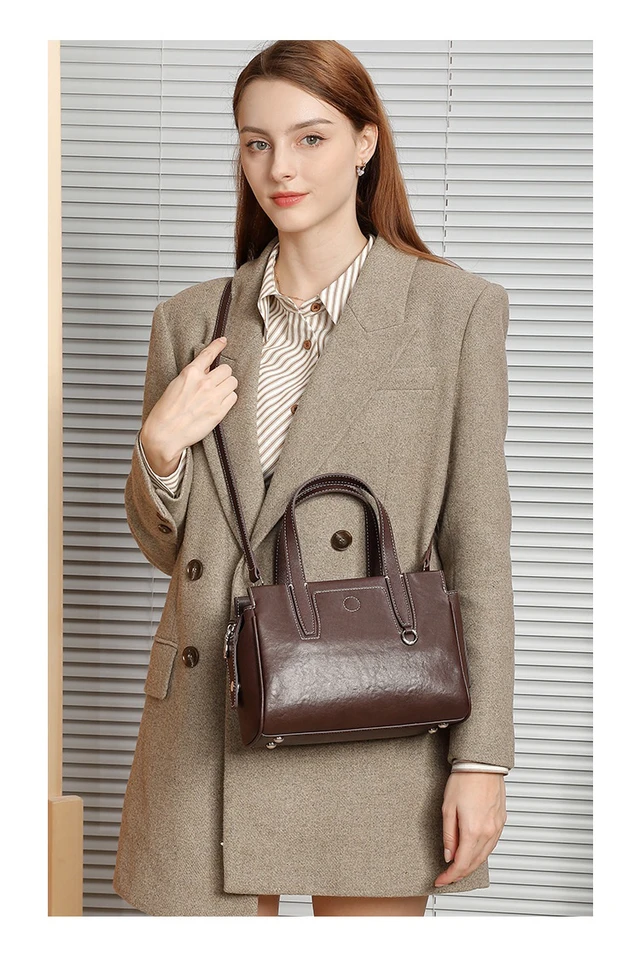 Alt view image 3 of 4 - Genuine Leather Women Crossbody Bags Brown