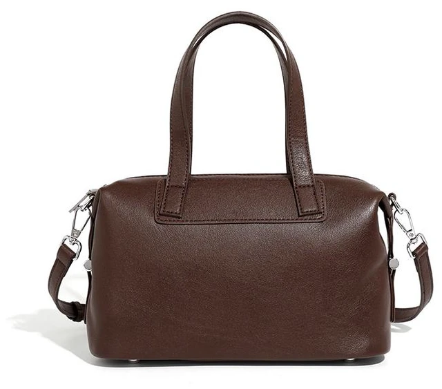 Main image of Genuine Leather Women's Handbag Vintage Boston Handbag Brown