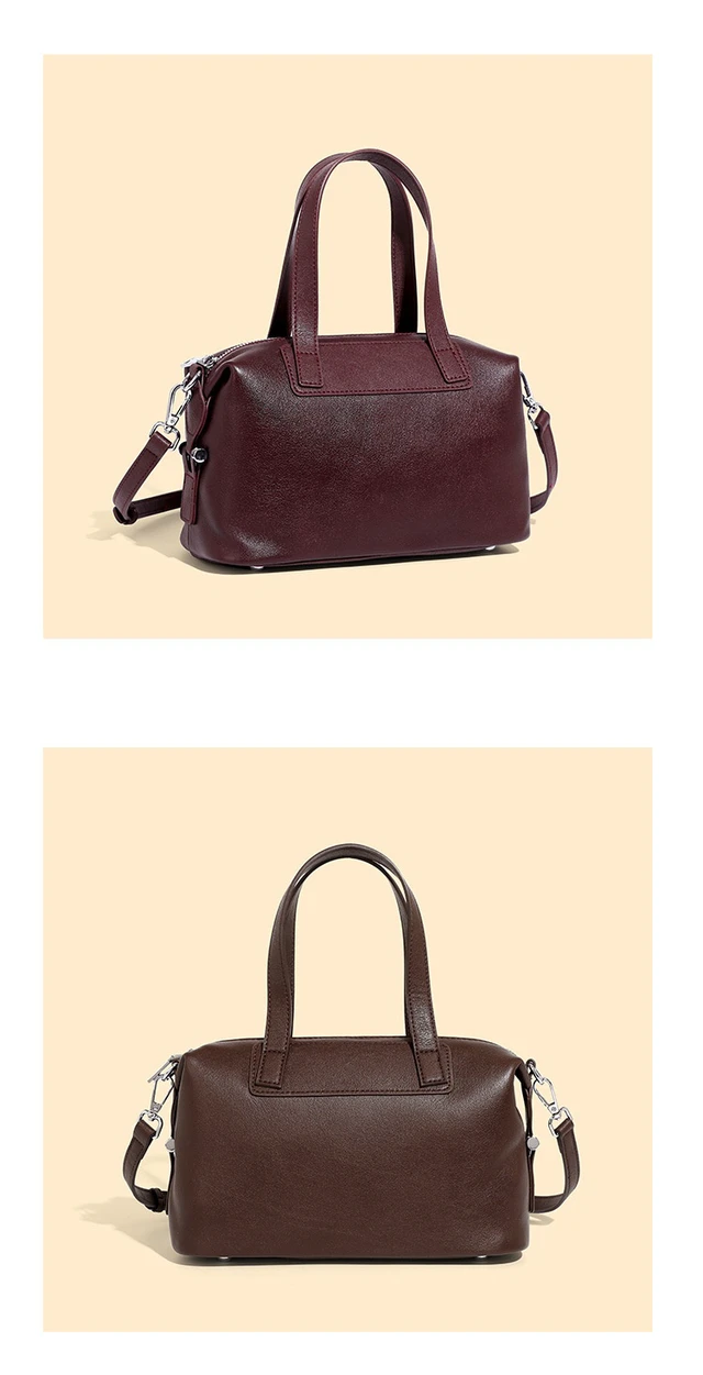 Alt view image 2 of 2 - Genuine Leather Women's Handbag Vintage Boston Handbag Brown