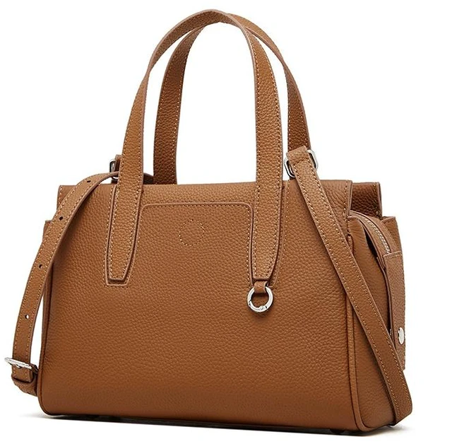 Main image of Genuine Leather Shoulder Bag Top-handle Handbag Brown
