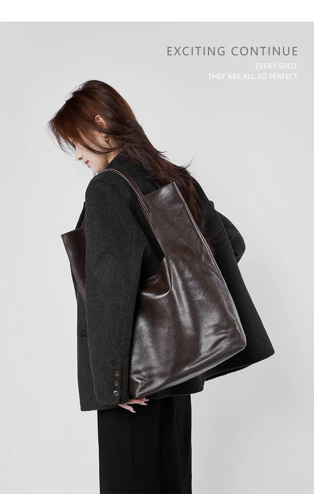 Alt view image 3 of 5 - Genuine Leather Handbags Vintage-Style Top Handle Shoulder Bag Brown