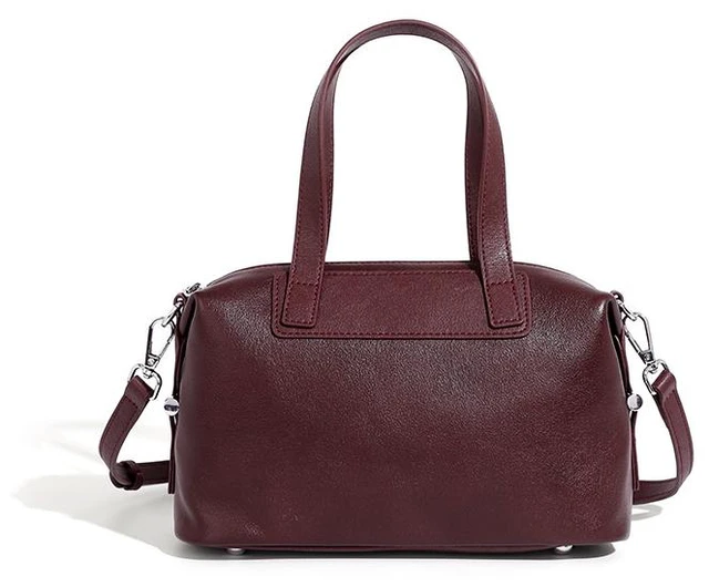 Main image of Genuine Leather Women's Handbag Vintage Boston Handbag Red