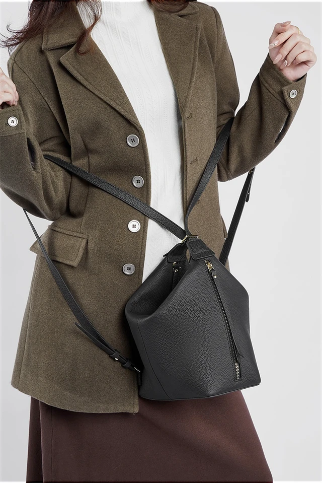 Alt view image 3 of 3 - Genuine Leather Women Purses and Handbags Black