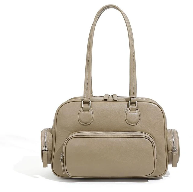 Main image of Genuine Leather Women Tote Bag Top-handle Shoulder Bag Grey