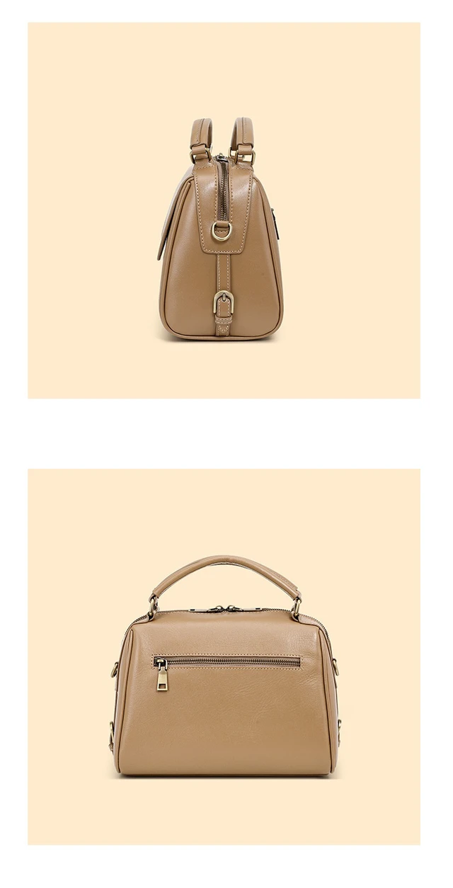 Alt view image 4 of 4 - Genuine Leather Purses and Handbags for Women Apricot