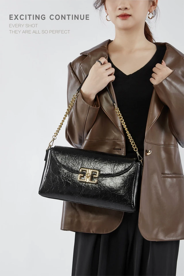 Alt view image 2 of 4 - Ladies' Genuine Leather Shoulder Crossbody Bag Lindy Small Bag Black