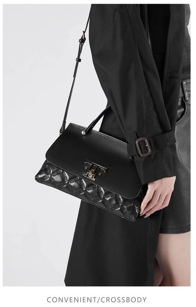 Alt view image 3 of 4 - Genuine Leather Satchel Handbag Black