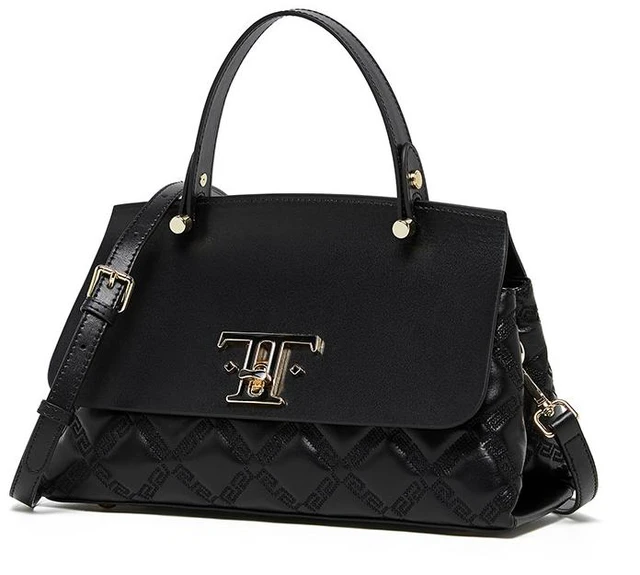 Main image of Genuine Leather Satchel Handbag Black
