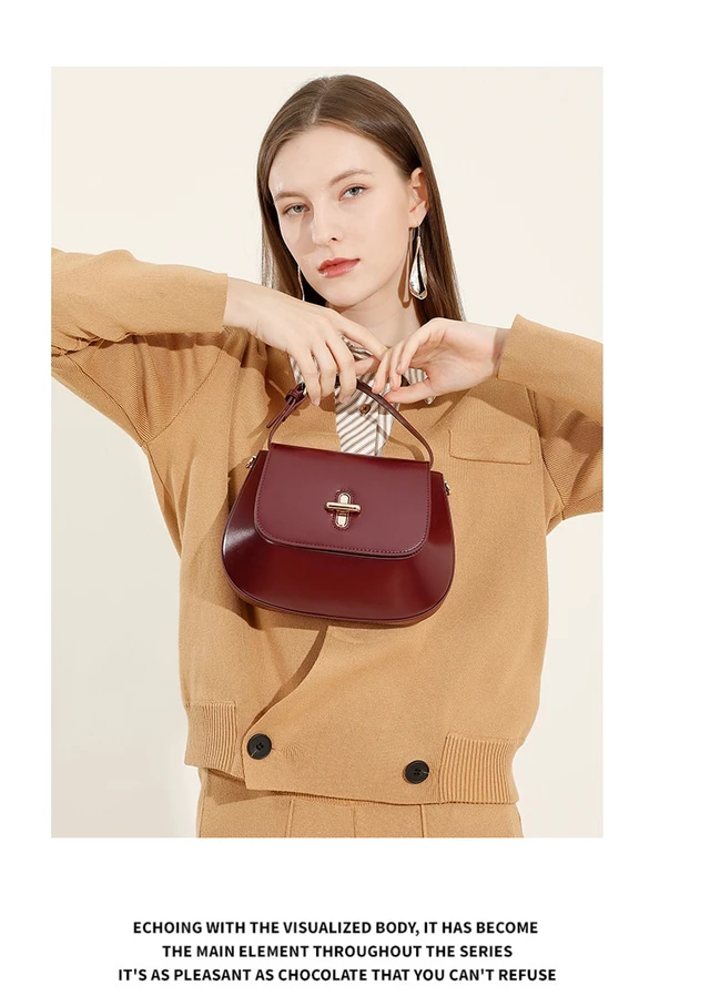 Alt view image 2 of 3 - Genuine Leather Women Shoulder Bag Vintage Crossbody Purse Handbag Red