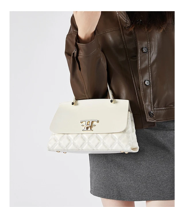 Alt view image 3 of 5 - Genuine Leather Satchel Handbag White