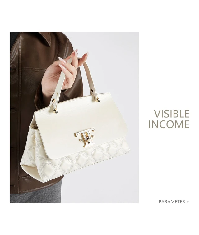 Alt view image 5 of 5 - Genuine Leather Satchel Handbag White