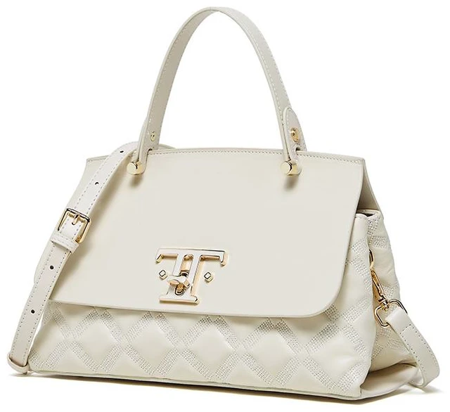 Main image of Genuine Leather Satchel Handbag White