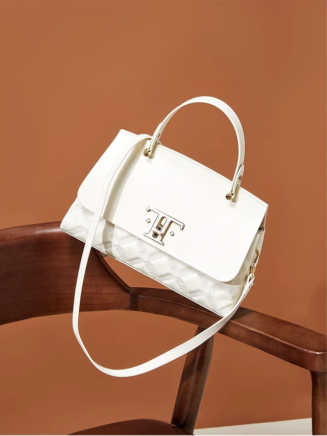 Alt view image 2 of 5 - Genuine Leather Satchel Handbag White