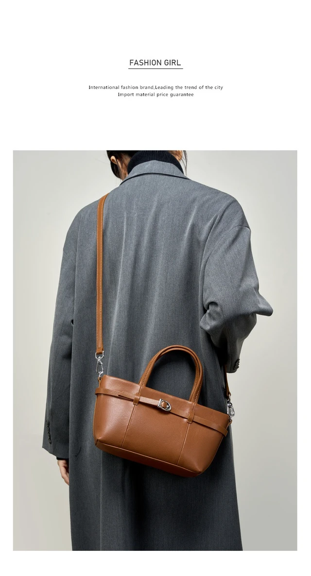 Alt view image 4 of 5 - Genuine Leather Shoulder Bags Hobo Handbags Brown
