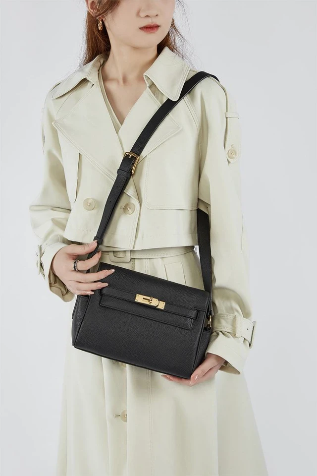 Alt view image 2 of 3 - Genuine Leather Women Crossbody Bags Shoulder Handbags Black
