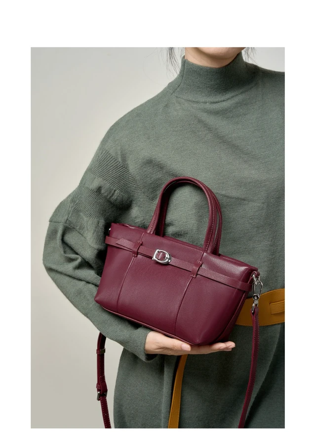 Alt view image 3 of 4 - Genuine Leather Shoulder Bags Hobo Handbags Red
