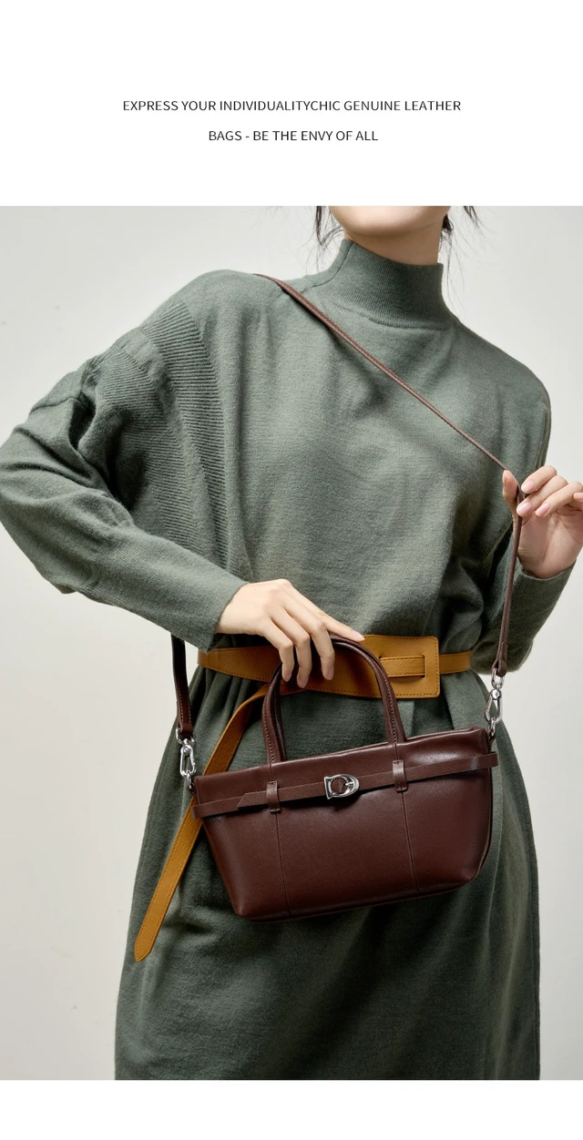 Alt view image 2 of 4 - Genuine Leather Shoulder Bags Hobo Handbags Brown