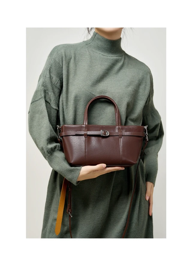 Alt view image 3 of 4 - Genuine Leather Shoulder Bags Hobo Handbags Brown