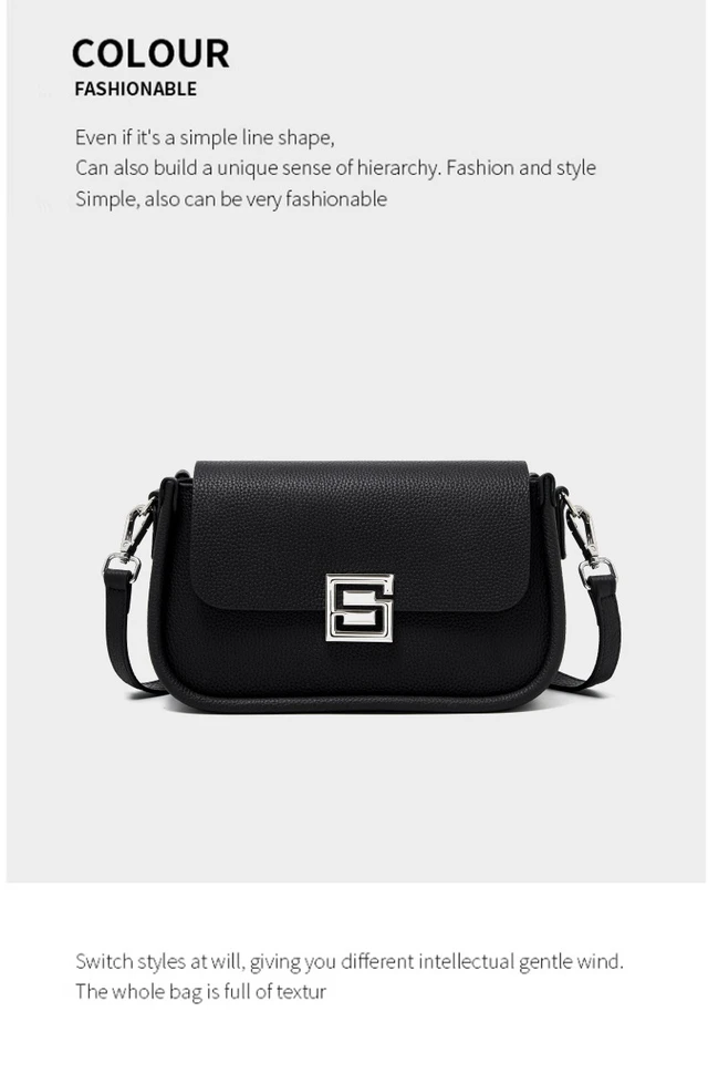 Alt view image 2 of 3 - Genuine Leather Women TOGO Shoulder Cross Bag Black