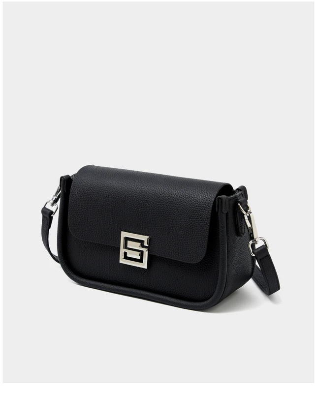 Alt view image 3 of 3 - Genuine Leather Women TOGO Shoulder Cross Bag Black
