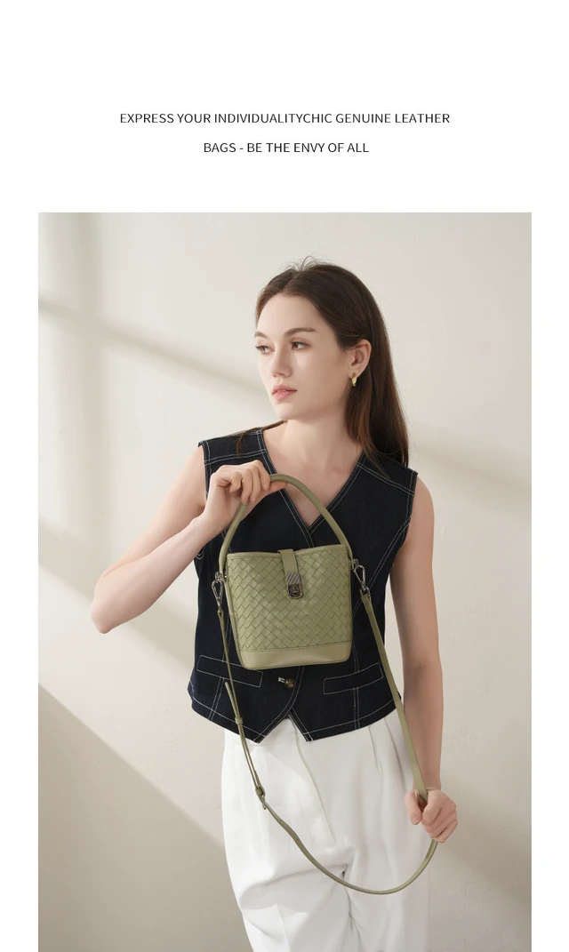 Alt view image 3 of 3 - Women's Genuine Leather Tote Shoulder Handbag Green